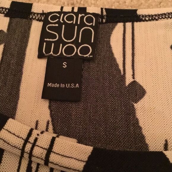 Clara Sun Woo Black White Abstract Tunic Shirt - Picture 2 of 4